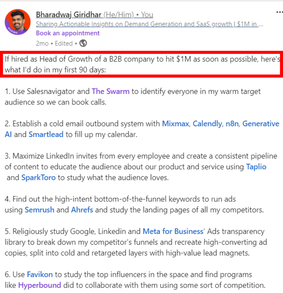 Viral B2b Linkedin post breakdown